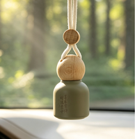 Diffuseur de parfum pour voiture en verre mat vide, avec bouchon en bois, à suspendre au rétroviseur, désodorisant sans logo