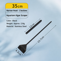 Grattoir à algues pour aquarium en acier inoxydable, manche long 2-3 sections, nettoyeur de verre pour aquarium, lame remplaçable, outil de nettoyage, 46,5 cm