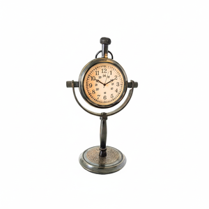 Horloge de table bureau analogique noir classique sans tic-tac montre à piles pour bureau à domicile et décor d'étagère - Product Image 1