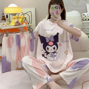 <span class=keywords><strong>Pigiama</strong></span> da <span class=keywords><strong>Donna</strong></span> in Tre Pezzi, Collo Tondo, Abbigliamento Casual per Casa, Estivo, con Stampe Cartoon, in Seta Artificiale, Stile Coreano, <span class=keywords><strong>Oversize</strong></span> - Product Image 3