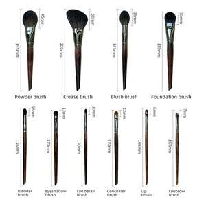 ZY206 Tragbares 10-teiliges Make-up-Pinsel-<span class=keywords><strong>Set</strong></span> aus Ziegenhaar für Konturierung, Rouge, Highlighter und Lidschatten mit PU-Tasche - Product Image 6