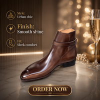 Bottes formelles pour hommes, cousues Goodyear, en cuir de veau pleine fleur FiddleBack, bottines Chelsea courtes de combat pour homme