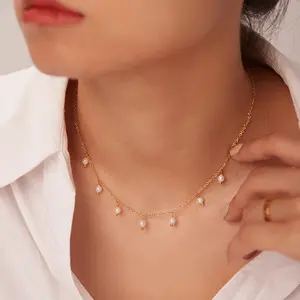 JoyEver-gargantilla de perlas delicadas de acero inoxidable, collar minimalista, colgante de perlas, joyería nupcial