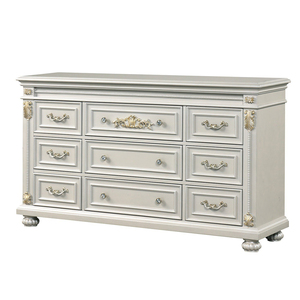 Cama de Dormitorio Gris Plateado de Lujo - Cama Tapizada con Detalles Dorados, Estilo Provincial Francés Clásico - Product Image 5
