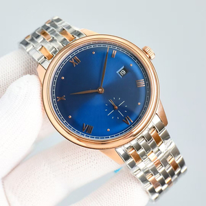 Reloj de Lujo para Hombre, Mecánico Automático, de Primera Calidad, Dos Tonos, Oro Rosa y Azul, Esfera con Números Romanos, Segundero Pequeño, Fecha, Luz Nocturna - Product Image 1