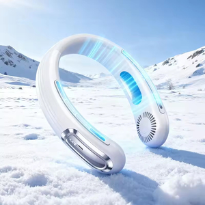 Ventilateur de cou haute vitesse avec logo personnalisé, rechargeable, portable, sans lame, avec LED, pour le vélo, la randonnée, le camping, climatiseur de cou - Product Image 2