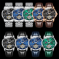 Montre mécanique classique automatique OLEVS 6690 avec bracelet en cuir véritable, étanche, lumineuse, de luxe, personnalisable avec logo OEM/ODM pour homme