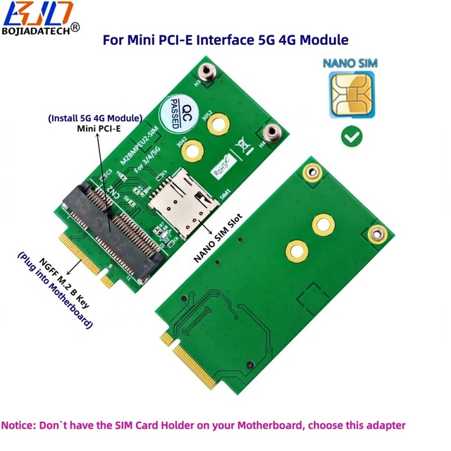2026 New NGFF M.2 Ke-B Interface to Mini PCI-E MPCIe Wireless Module Adapter 1 Nano SIM Card Slot for 5G 4G LTE WWAN Modem