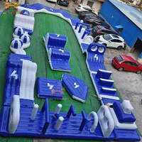 Parcours d'obstacles gonflable extérieur pour la maison, parc aquatique flottant, plateforme pour enfants, toboggans géants, taille personnalisée, garantie de 3 ans