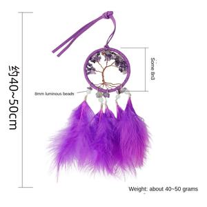 Pendentif en agate de cristal naturel exquis perles lumineuses plume capteur de rêves carillon éolien bijoux transfrontaliers en gros pierres précieuses - Product Image 5