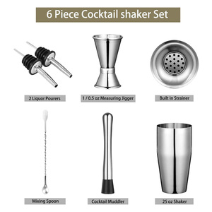 Juego de Coctelería Profesional, Accesorios Completos para <span class=keywords><strong>Bar</strong></span>, Colador de Acero Inoxidable, Pinzas, Jigger, Kit de Barman Plateado, Mixología - Product Image 5