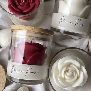 เทียนหอมรูปดอกกุหลาบแบบกำหนดเอง เทียนไขถั่วเหลืองในแก้วใส เทียนหอมหรูหรา กลิ่นหอมมีระดับ สำหรับตกแต่งบ้าน ของขวัญสำหรับองค์กร - Product Image 6