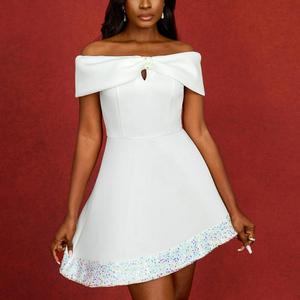 Robe de mariée blanche à sequins et nœud, coupe trapèze, ajourée, style tube, pour demoiselles <span class=keywords><strong>d</strong></span>'<span class=keywords><strong>honneur</strong></span> - Product Image 1