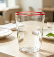 Tasse à café ou à thé en verre borosilicate soufflé à la main avec décoration rouge, pour la maison, la cuisine, l'eau quotidienne