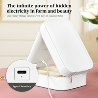 Smart Touch LED Miroir cosmétique Boîte à bijoux pliable Miroir intelligent Sac de rangement cosmétique portable avec miroir LED