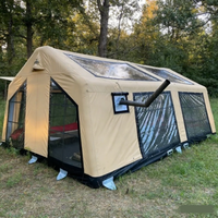 Tente de camping gonflable de luxe grande capacité 1 pièce 1 salon 4 puits de lumière en TPU et port pour poêle Chauffage d'hiver Camping en plein air OEM/ODM ISO9001