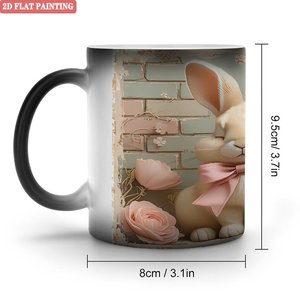 Frosted Black <b>Ceramic</b> Mug 11oz Heat Activated Color Changing <b>Cup</b> For Daily Beverage Use - Product Image 1