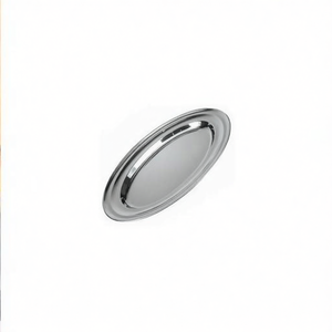 Plateau ovale en acier inoxydable 45 cm, finition chromée polie, compatible lave-vaisselle, vaisselle de table - Product Image 2