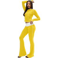 Leggings de yoga KY, haut court, taille haute, pantalon de yoga évasé à revers, blanc avec surpiqûres contrastées, pantalones de yoga para mujer