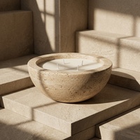 Bougie à 4 mèches en cire de soja dans un récipient en marbre naturel, faible MOQ, personnalisation disponible |   Série de cadeaux de luxe |   Barres de Diwali en marque privée OEM