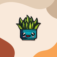 Offre Spéciale drôle broderie Patch en gros dessin animé Kawaii Patch personnalisé herbe Cactus décoration fer sur patchs brodé plante