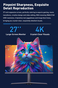 شاشة كمبيوتر مسطحة LED مقاس 27 بوصة بدقة 4K 3840*2160 مع لوحة IPS للألعاب، تصميم مخصص OEM ODM - Product Image 3