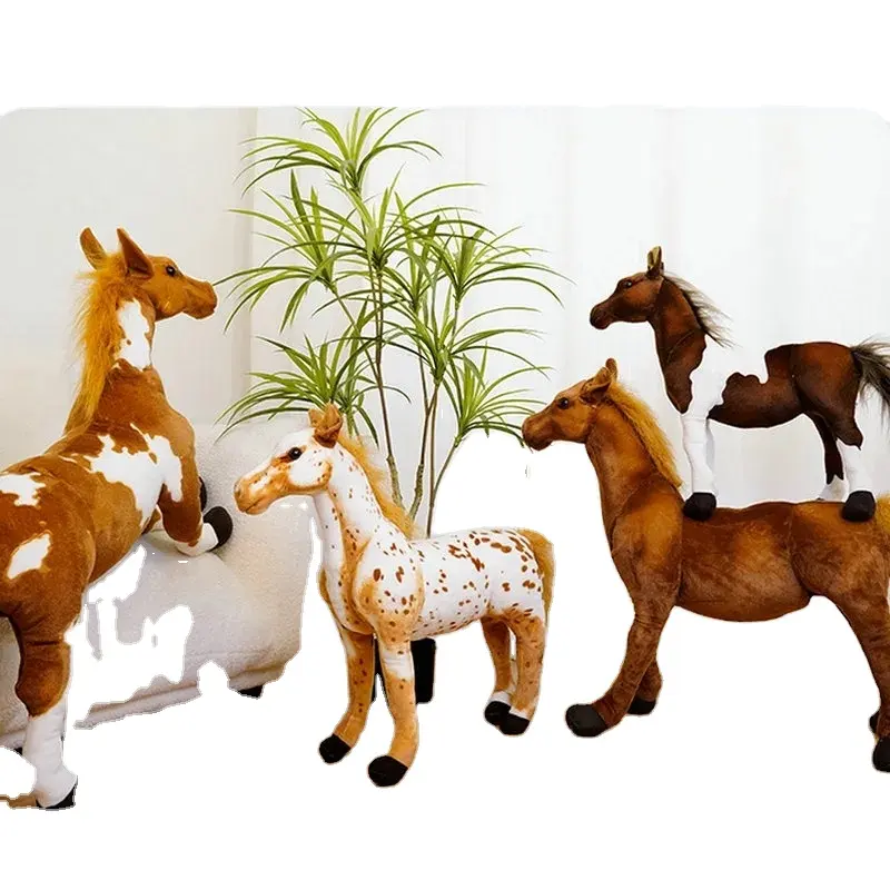28-70Cm Cartoon Simulatie Paard Knuffel Gevulde Levensechte Dieren Speelgoed Verjaardagscadeau Huisdecoratie