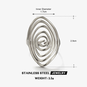 Bague rotative en acier inoxydable, design simple et tendance, motif spirale, ligne géométrique, pour femme - Product Image 5
