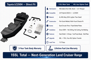 Tanque de Combustible de Largo Alcance para <span class=keywords><strong>Toyota</strong></span> Land Cruiser Prado 250, Tanque Auxiliar de Diésel de Aleación de Aluminio, <span class=keywords><strong>4x4</strong></span>, Expedición por el Desierto, Todoterreno - Product Image 4