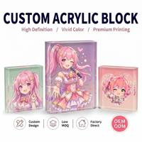 Brique acrylique transparente premium personnalisée, bloc acrylique anime amour, design de personnage imprimé UV, faible MOQ, dropshipping, décoration