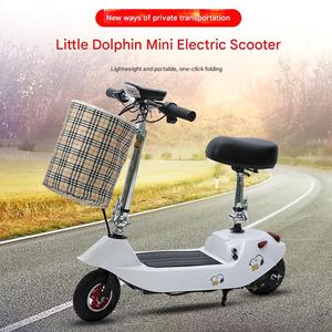 Mini scooter électrique pliable pour les trajets en ville - Style dauphin, léger avec siège et pneus larges, facile à transporter pour les trajets en <span class=keywords><strong>bus</strong></span>/train - Product Image 2