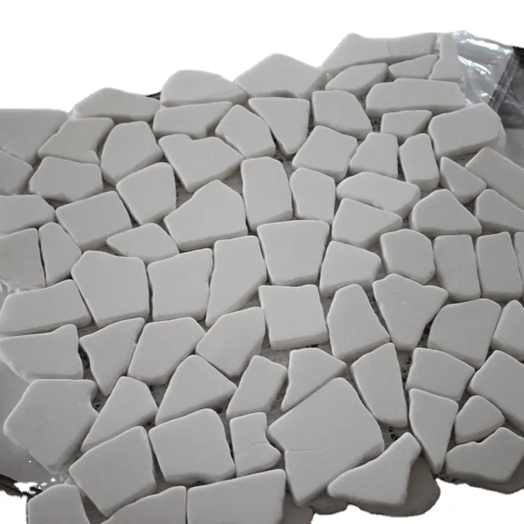 Tumbled Bianco Sievc white broken marble mosaic tiles