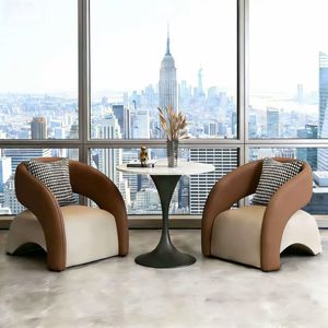 <b>Light</b> Luxury Round Table Chair Set for Hotel Negotiation Sales Office Reception Beauty Salon <b>Lounge</b> Design - Product Image 2