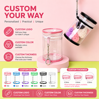 Boîte de rangement transparente en plastique pour bijoux, pochette, boîte mystère avec porte-clés, sac de rangement anti-poussière pour poupées mignonnes