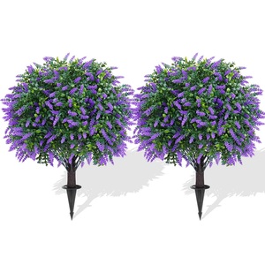 LUYI Palla di Lavanda Artificiale Anti-UV con Picchetto, Pianta Sempreverde per Decorazione Esterna di Portico e <span class=keywords><strong>Giardino</strong></span> - Product Image 1