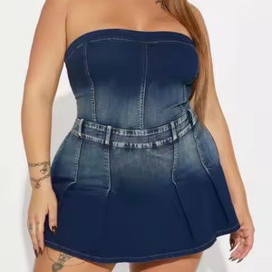Vestidos de Mezclilla Personalizados de Alta Calidad para Mujer, Escote Sexy sin Tirantes, Estilo Vintage, Lavado Ácido, Vestido Corto Ajustado de Verano - Product Image 6