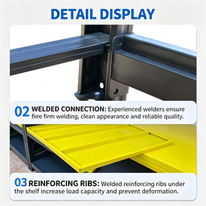 Heavy Gauge Steel Rubber Wheels 4 <b>Shelf</b> 1000 Lb <b>Shelf</b> Workshop Mobile Shelving <b>Unit</b> With Casters Warehouse Storage Solution - Product Image 3