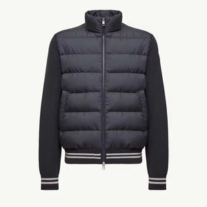 <strong>Navy</strong> Blue <strong>Padded</strong> Down Knit Cardigan Cotton Sweaters Down <strong>Jacket</strong> Puffer Zip Front Bomber <strong>Jacket</strong> for Men <strong>Women</strong> - Product Image 1