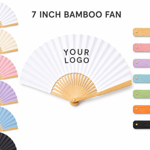 Abanico de Papel de Bambú de 7 Pulgadas con Logotipo Personalizado, Abanico Plegable para Regalo de Boda, Fiesta, Regalo Promocional de Verano, Recuerdo Empresarial - Product Image 1