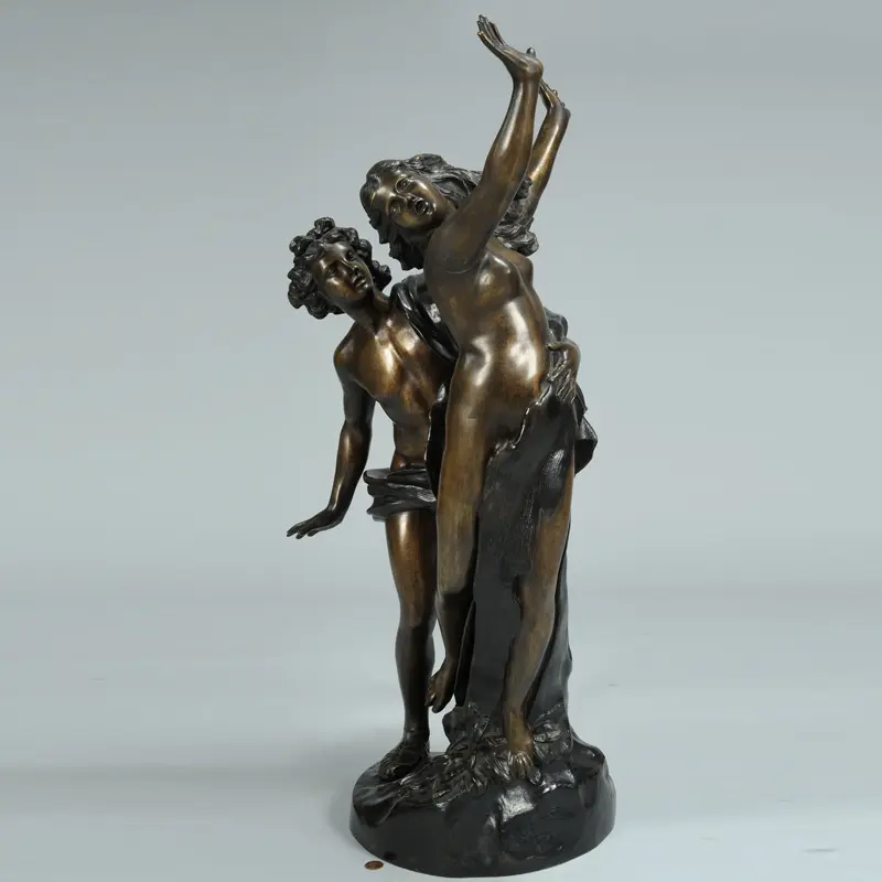 Statue de la mort pour homme et femme, Sculpture en Bronze, en cuivre, métal, Apollo et daine