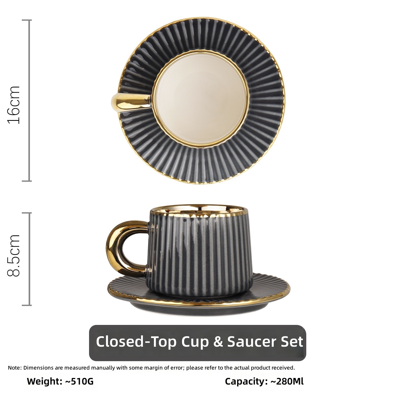 Juego de taza y plato - taza y plato - gris