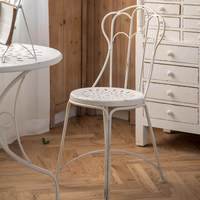 Fauteuil de salle à manger en fer forgé style shabby chic français, avec dossier, vintage, rustique, en métal, pour patio