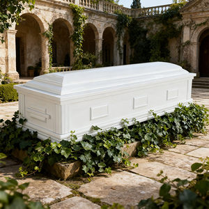 Высококачественные гробовые шкатулки для взрослых и детей в европейском стиле, белые, деревянные, с ручками, ручной работы, с возможностью индивидуального заказа, экологически чистые, ритуальные принадлежности - Product Image 3