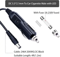 Connecteur d'entrée allume-cigare pour voiture DC 5.5*2.1mm Connecteur mâle Câble de charge