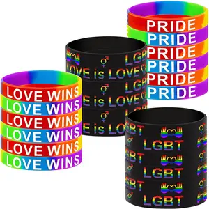 Awareness Silicone Wristbands Bracelets Cheap Custom Gay Pride Rainbow Slim Opp Bag Environmental Friendly Unisex Custom Colors