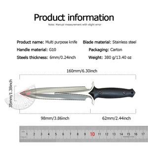 มีดพกพาแบบใบตายสำหรับล่าสัตว์ ยี่ห้อ HK แบบปรับแต่งได้ OEM EDC DIY ใบมีดสแตนเลส ด้ามจับ G10 ความยาวรวม 160 มม. - Product Image 6