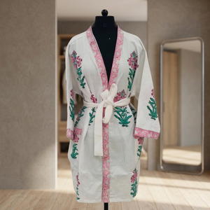 Caftán de Terciopelo con Estampado Floral para Mujer, 100% Algodón, Cintura Ajustable, Estilo Casual, Largo Maxi, Ecológico, para Fiestas de Primavera - Product Image 3