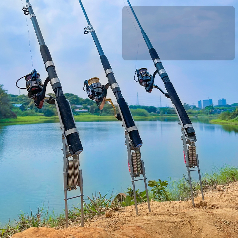 automatic fishing pole bracket Spring Rod Holder 2 Pack Built from Elainilye Automatic Fishing Rod Holder,