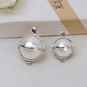 Pendentif globe planétaire en argent S925 coréen, pendentif cage, plateau vide pour perle non poreuse, accessoires DIY pour composants de bijoux - Product Image 3