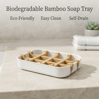 Porte-savon durable en bambou, porte-shampoing, boîte à savon rectangulaire avec plateau de drainage pour la salle de bain, récipient à savon pour la maison